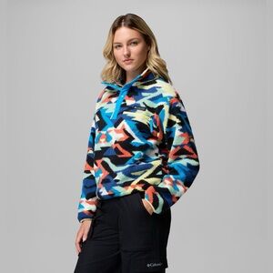 Columbia Women’s Helvetia II Printed Cropped Half Snap Compass Blue Size L